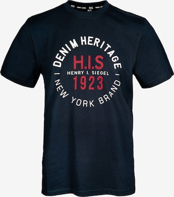 H.I.S - Camisa ' Denim Heritage Big Logo ' em azul: frente