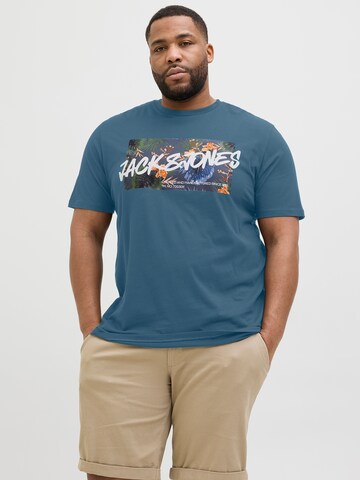 Jack & Jones Plus - Camiseta 'JJHAWAII' en azul: frente