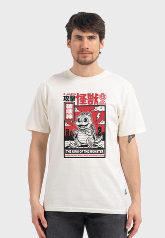 Oldskull Shirt 'Asian Mini Monster Graphic' in White: front