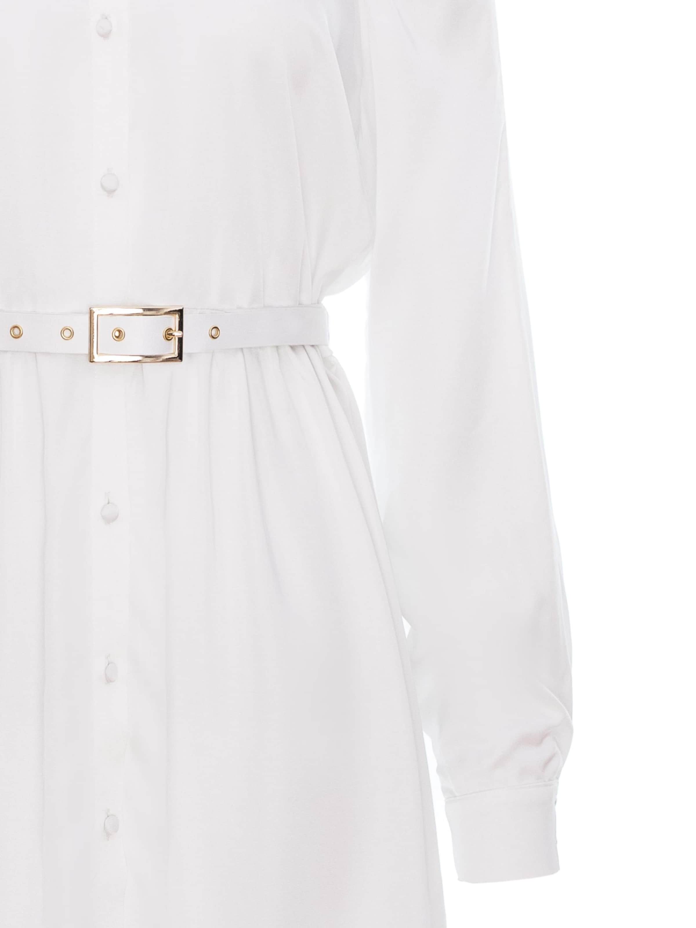 Abito 'Gathered Raglan Sleeve Viscose Midi Shirt Dress With Belt' di AVENUE N°29 in bianco