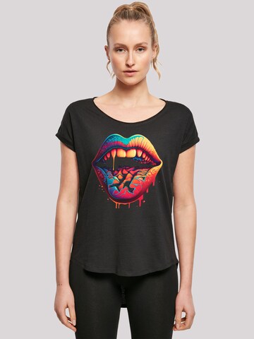 T-shirt 'Drooling Lips' F4NT4STIC en noir : devant