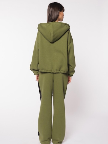 CACTUS THE BRAND Суичъри с качулка 'Sudadera con capucha con cordón, cremallera y hombros caídos, Verde helecho/Negro, Talla S' в зелено