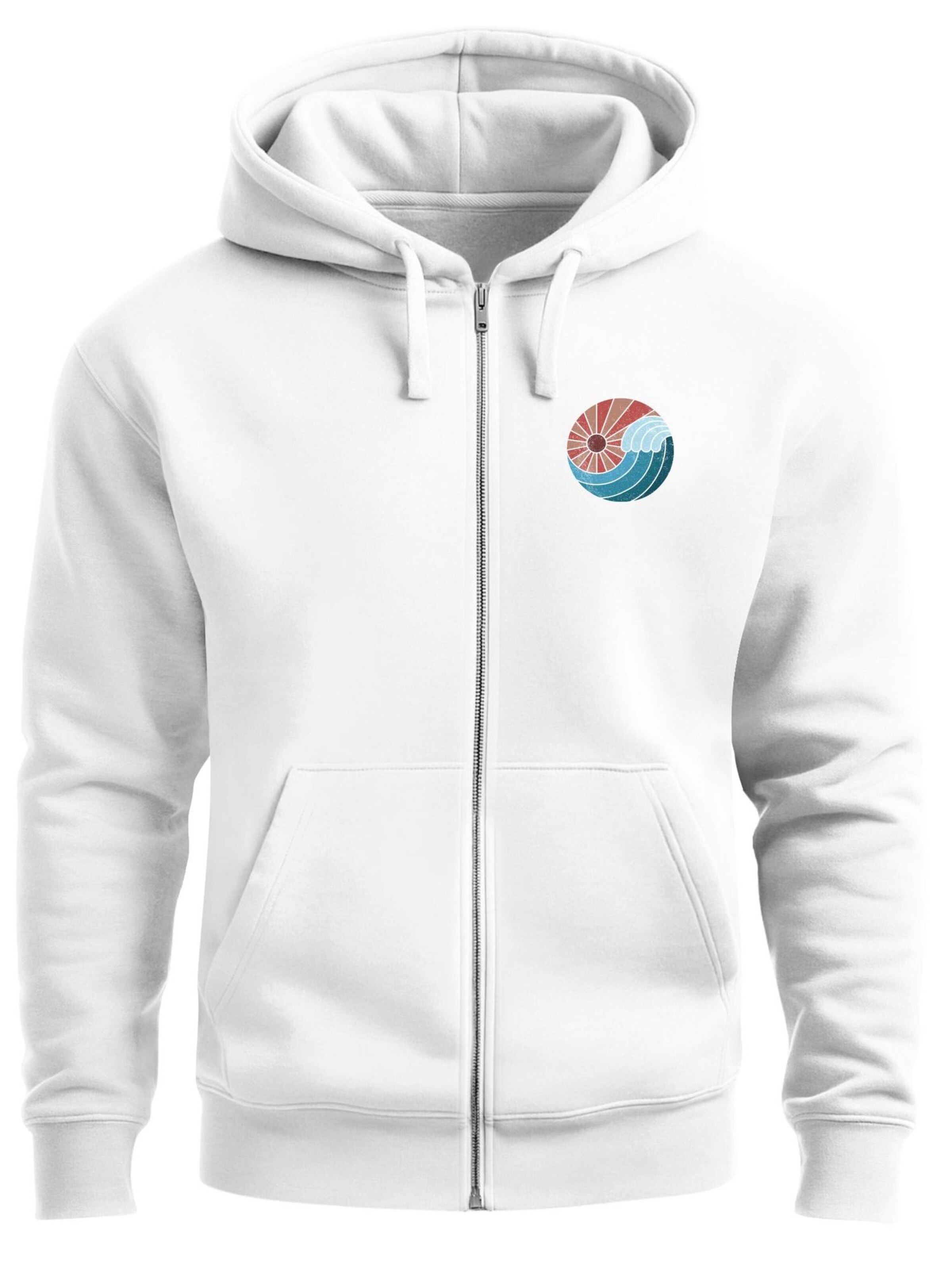 Neverless Zip-Up Hoodie 'Vintage Sunrise' in White: front