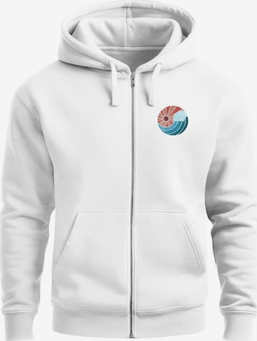 Neverless Zip-Up Hoodie 'Vintage Sunrise' in White: front