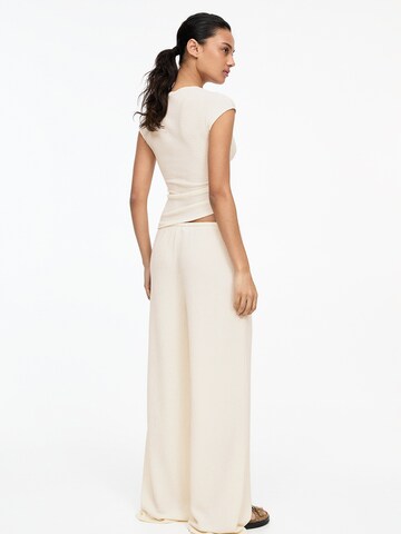 Pull&Bear Wide leg Broek in Beige