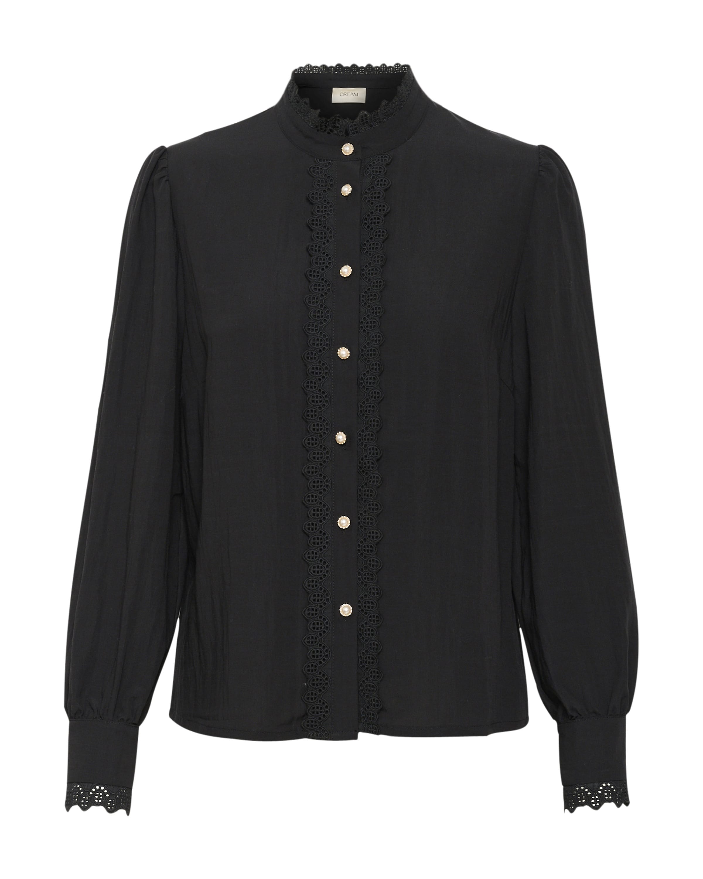 Cream Bluse 'Pia' i sort: forside