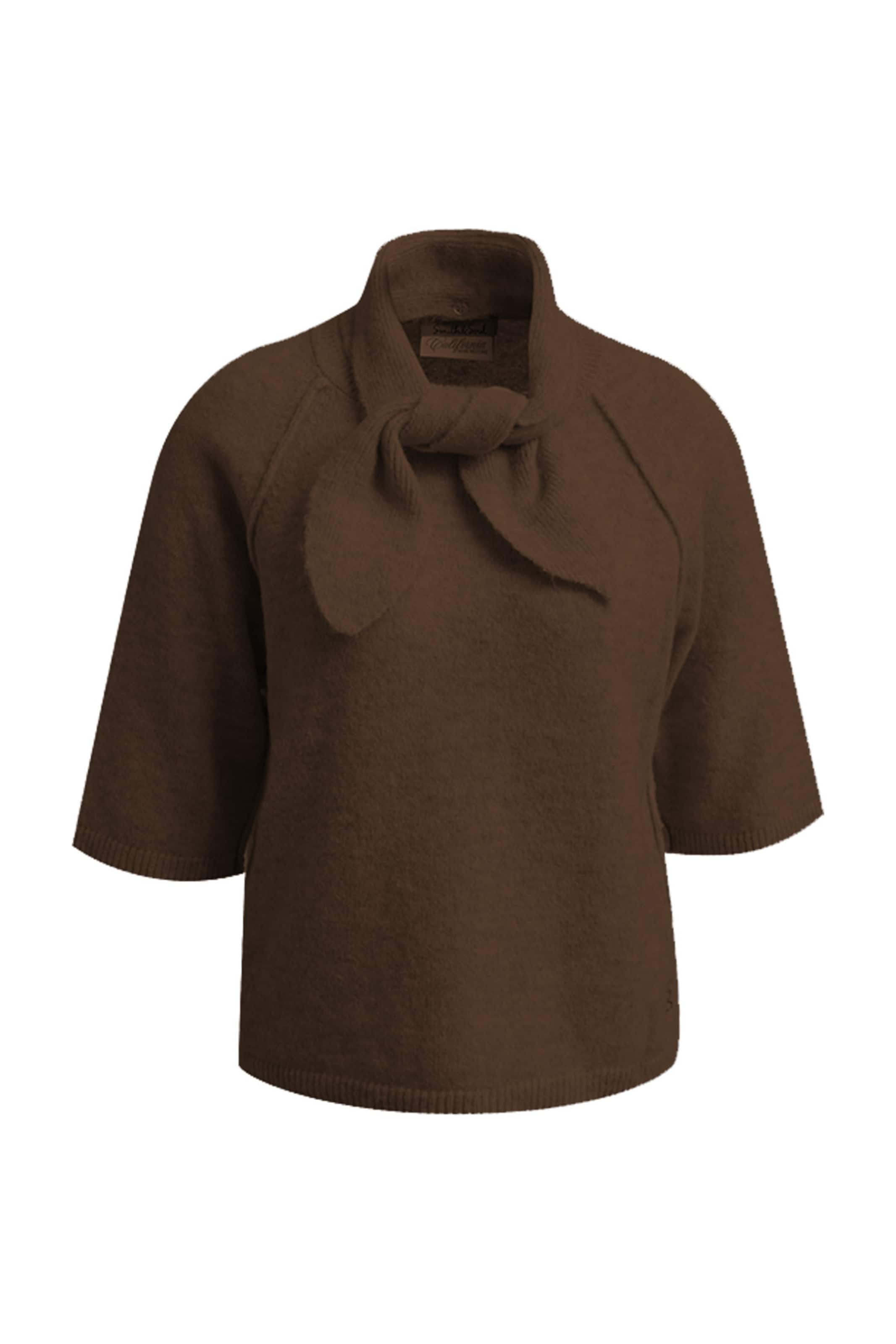 Smith&Soul Kurzarm-Pullover mit Schalkragen in Braun: Vorderseite