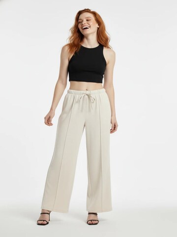 No Matter What Wide leg Broek in Beige: voorkant