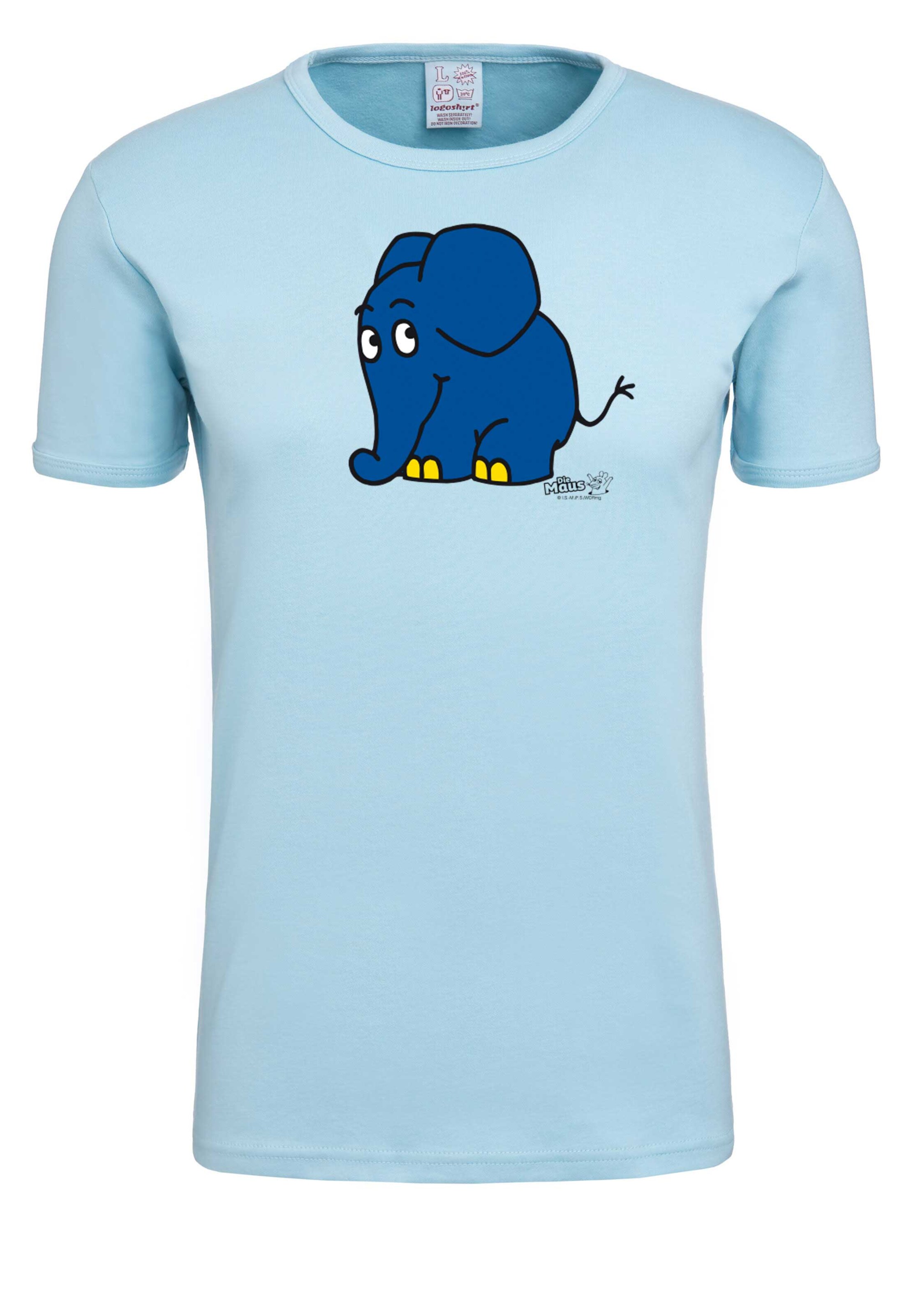 LOGOSHIRT Shirt 'Die Sendung mit der Maus - Elefant' in Blauw: voorkant