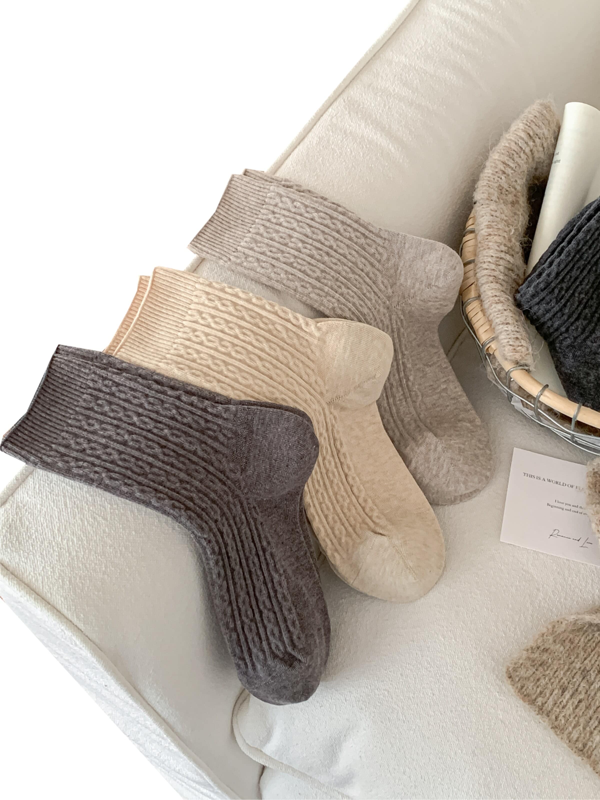 Millo Socken 'Cosy Twist'‌‌‌‌ in Beige