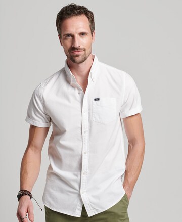 Superdry Regular fit Button Up Shirt in White: front