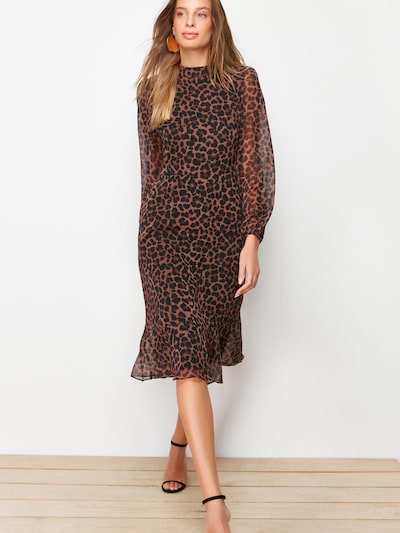 Trendyol Kleid in camel / dunkelbraun / schwarz, Produktansicht