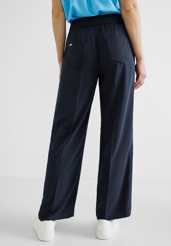 Wide Leg Pantalon à plis STREET ONE en bleu