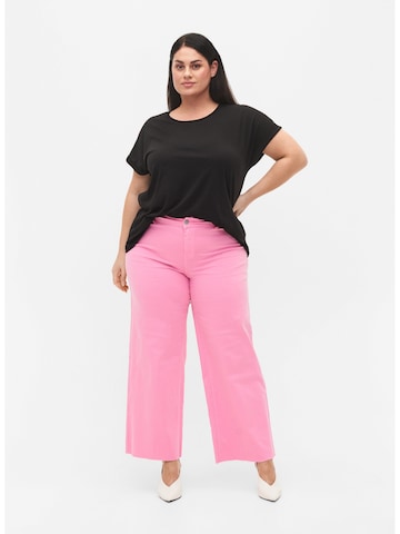 Wide leg Jeans de la Zizzi pe roz: față