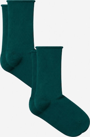 Albero Natur Socken 'Bio-Baumwoll-Socken mit Rollrand Unisex – 2er Pack' in Grün: Vorderseite