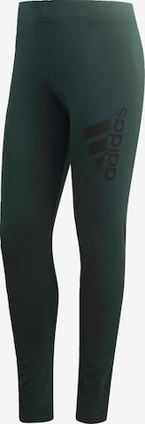 ADIDAS SPORTSWEAR Skinny Workout Pants 'Future Icons Badge Of Sport' in Green: front