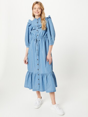 Warehouse Shirt Dress in Blue: front