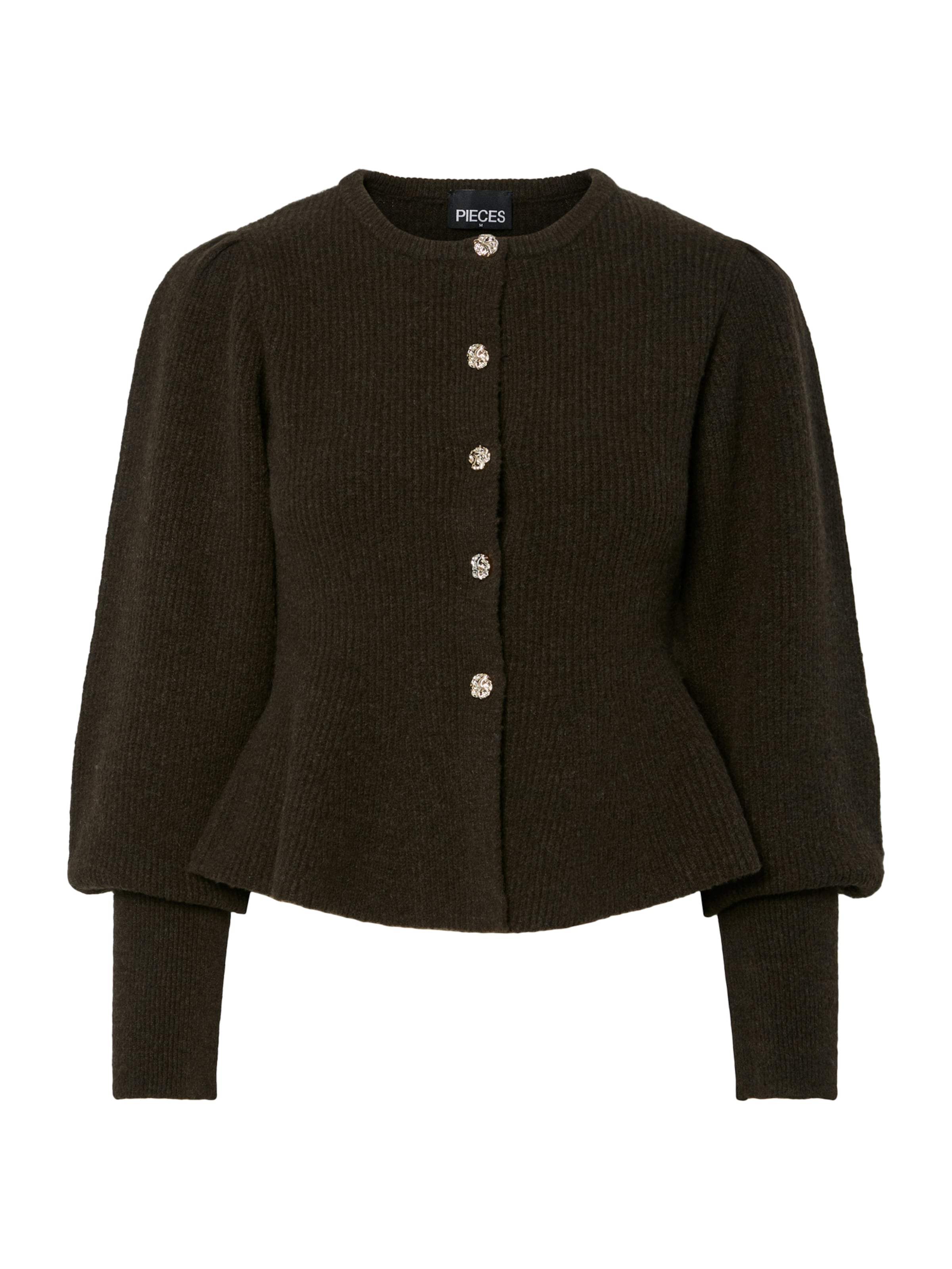 PIECES Knit Cardigan 'PCAnnie' in Brown: front