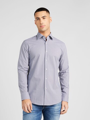 BOSS - Slim Fit Camisa clássica 'Hank' em azul: frente