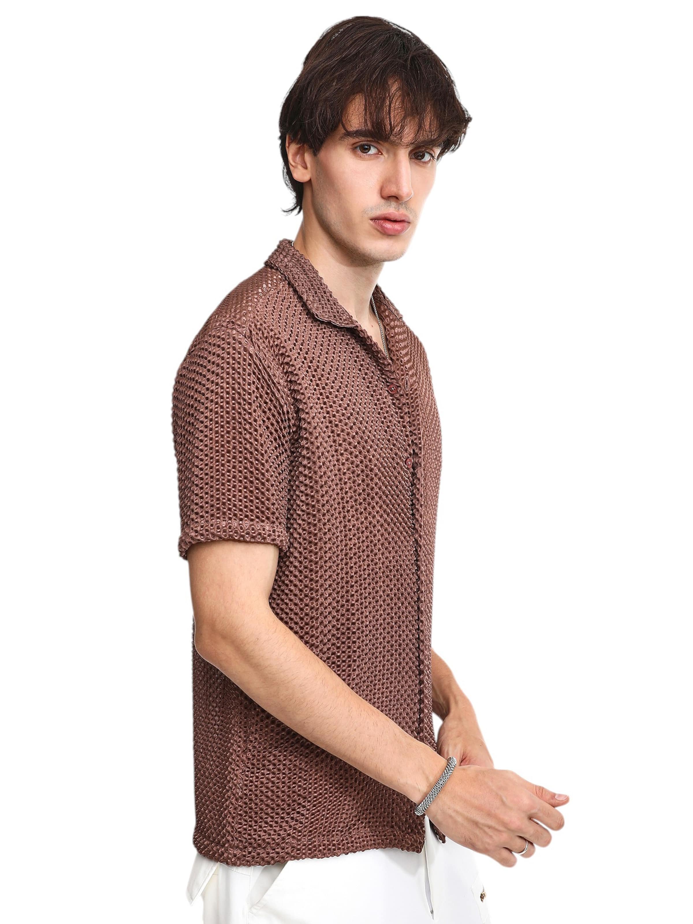 Campus Sutra Regular fit Button Up Shirt ' Yvonne ' in Brown