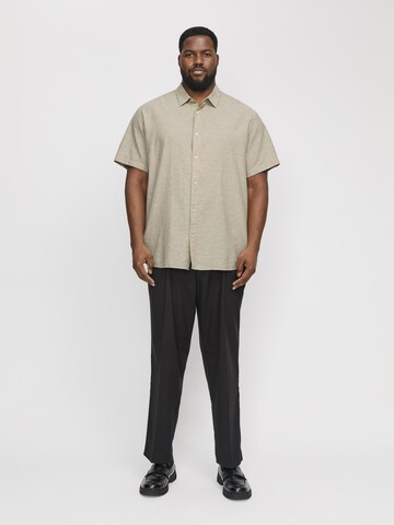 Jack & Jones Plus Slim fit Button Up Shirt 'JJEBreeze' in Beige