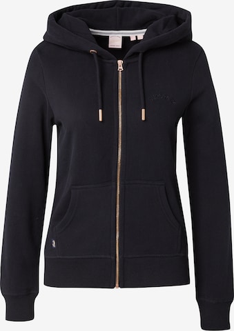 Veste de survêtement 'Essential' Superdry en noir : devant