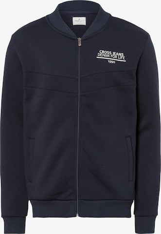 Cross Jeans Zip-Up Hoodie '25414' in Blue: front