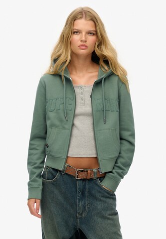 Superdry Zip-Up Hoodie 'Essentials' in Green: front
