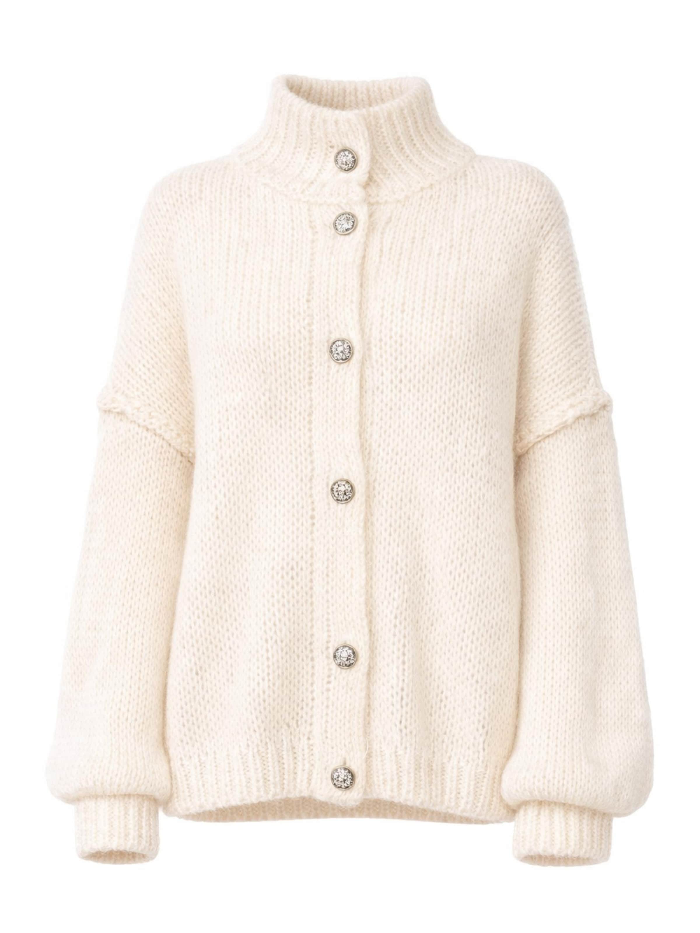 Worldclassca Oversized Cardigan 'Strickjacke mit Knopf' in Beige: front