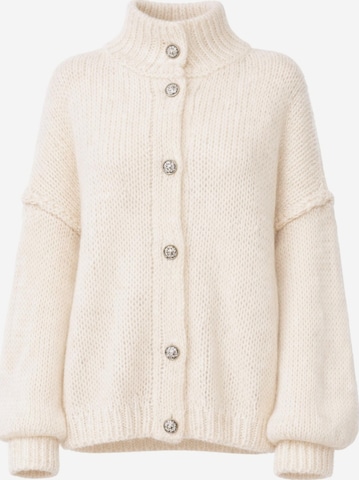 Worldclassca Oversized Cardigan 'Strickjacke mit Knopf' in Beige: front