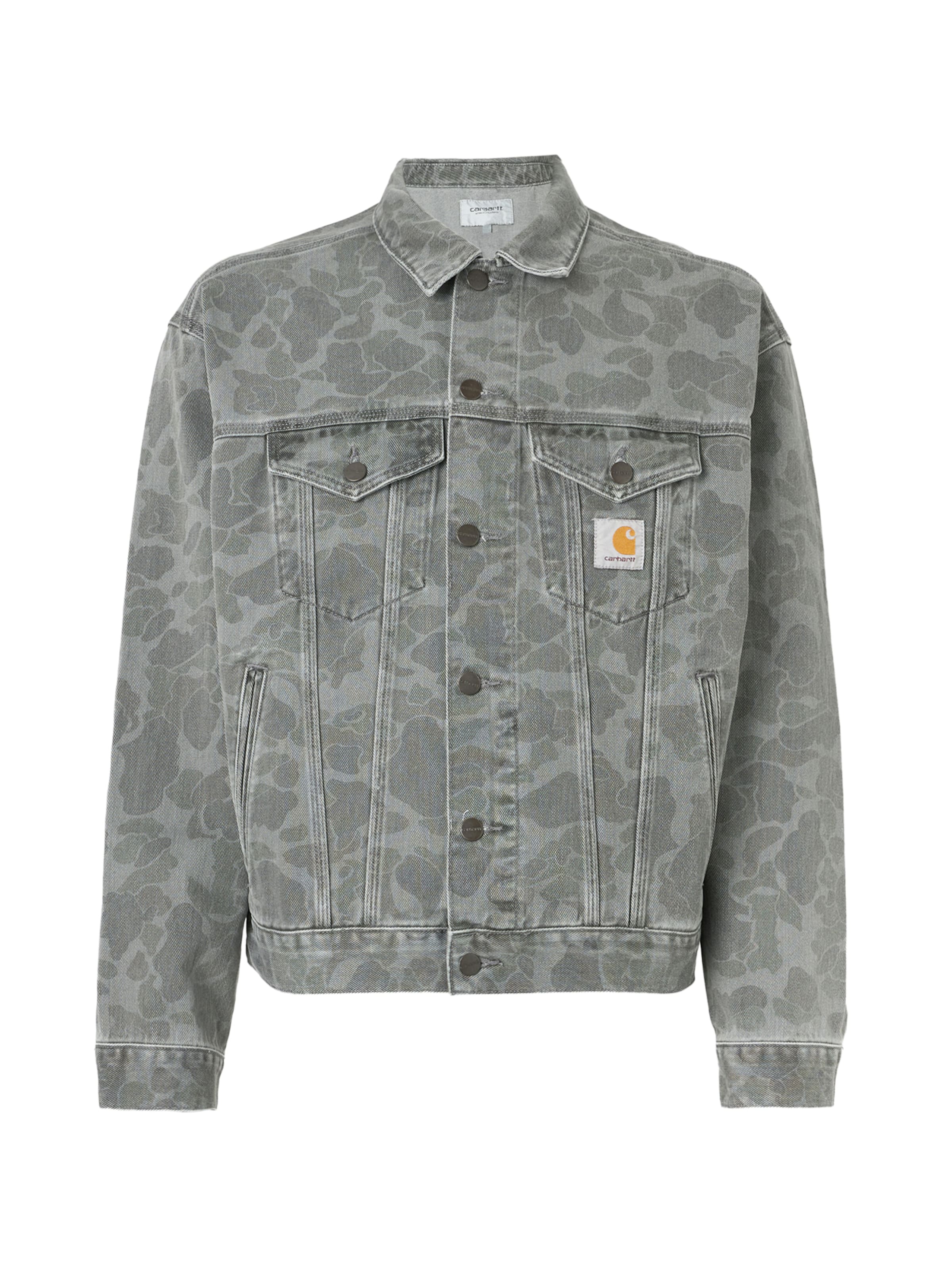 Carhartt WIP Демисезонная куртка 'Helston' в Серый / Джинсовый черный, Обзор товара