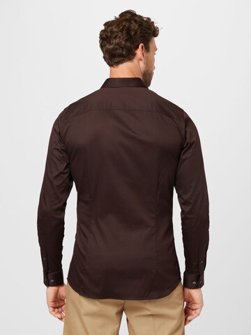 JACK & JONES Slim fit Button Up Shirt 'Parma' in Brown