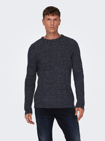 Only & Sons Sweter 'MALAKI' w kolorze niebieski: przód