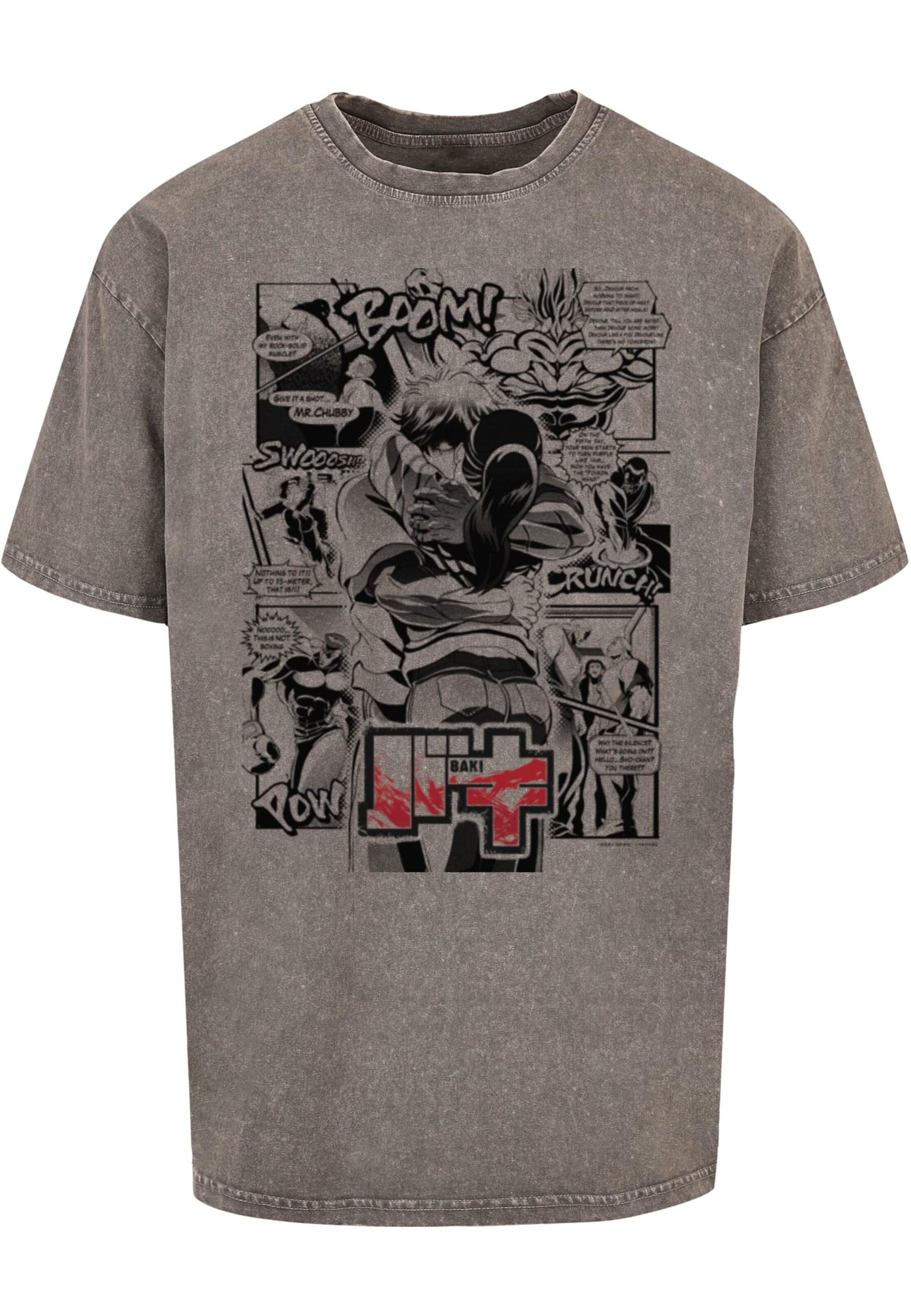 Maglietta 'Baki - S1 Manga Hug Panel' di ABSOLUTE CULT in grigio: frontale