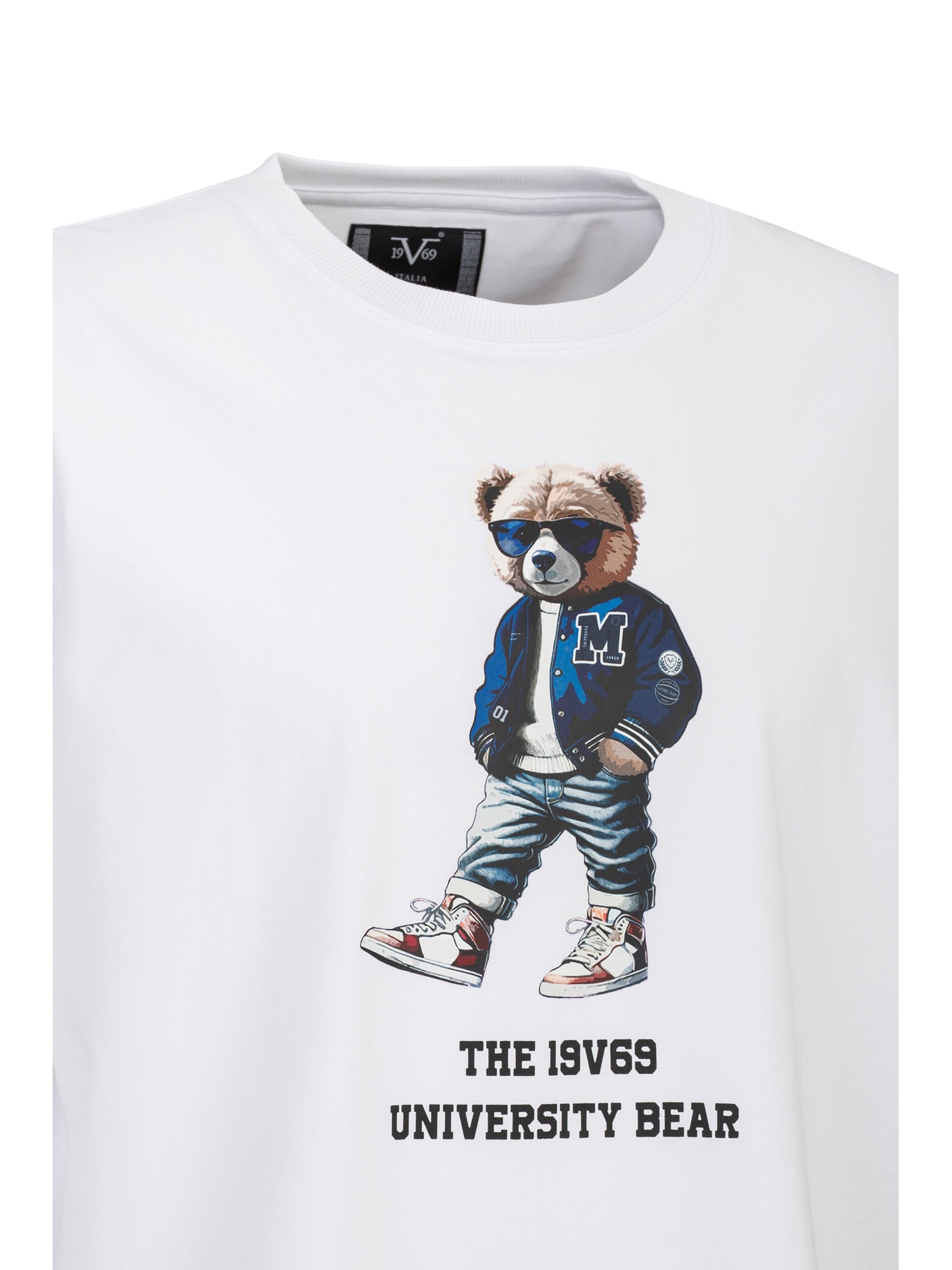 19V69 ITALIA T-Shirt 'Tamaro Bear' in Weiß