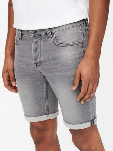 Only & Sons Slimfit Shorts 'Ply Life' in Grau