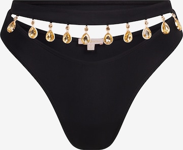 Moda Minx Bikini Bottoms 'Hera Droplet Cut Out High Waist' in Black: front
