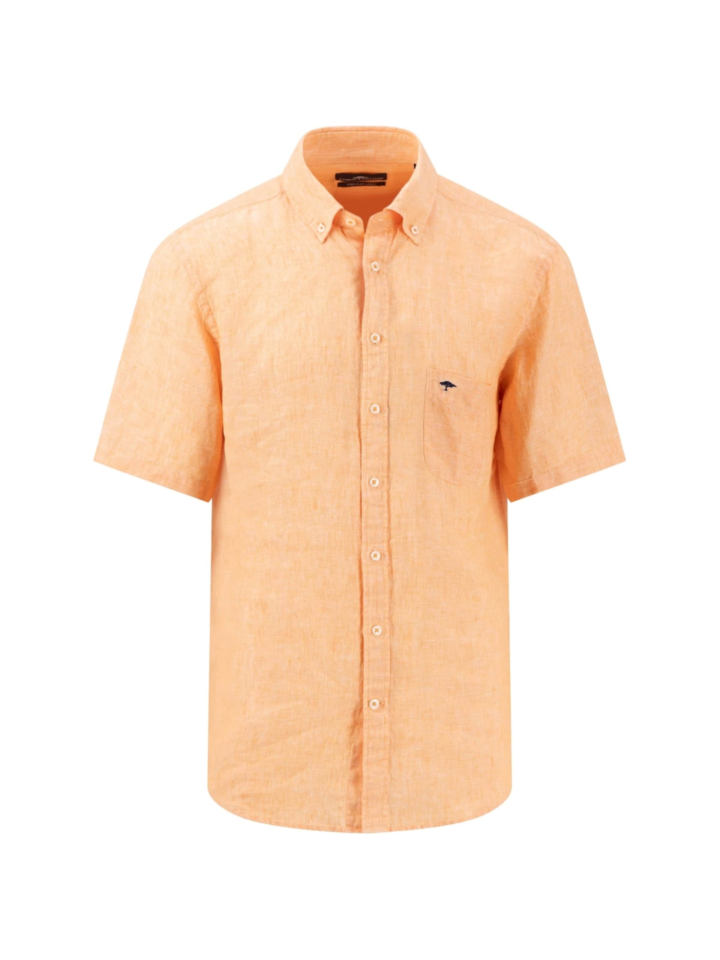 Fynch Hatton Regular Fit Hemd 'Summer Linen, B.D., 1/2 papaya'‌‌‌‌‌ in Orange: Vorderseite