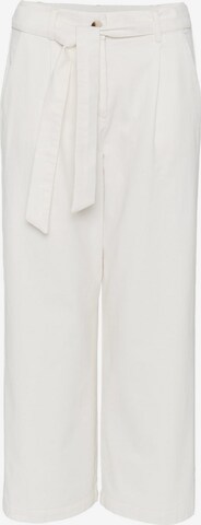 OPUS Zvonové kalhoty Kalhoty se sklady v pase 'Mareika' – bílá: přední strana