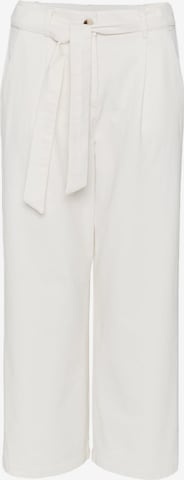 OPUS Wide leg Bandplooibroek 'Mareika' in Wit: voorkant