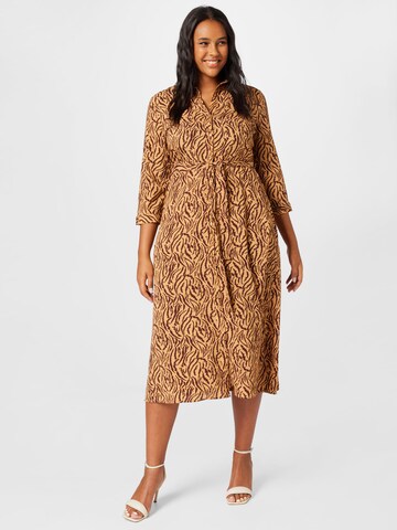 PIECES Curve Shirt Dress 'April' in Brown: front