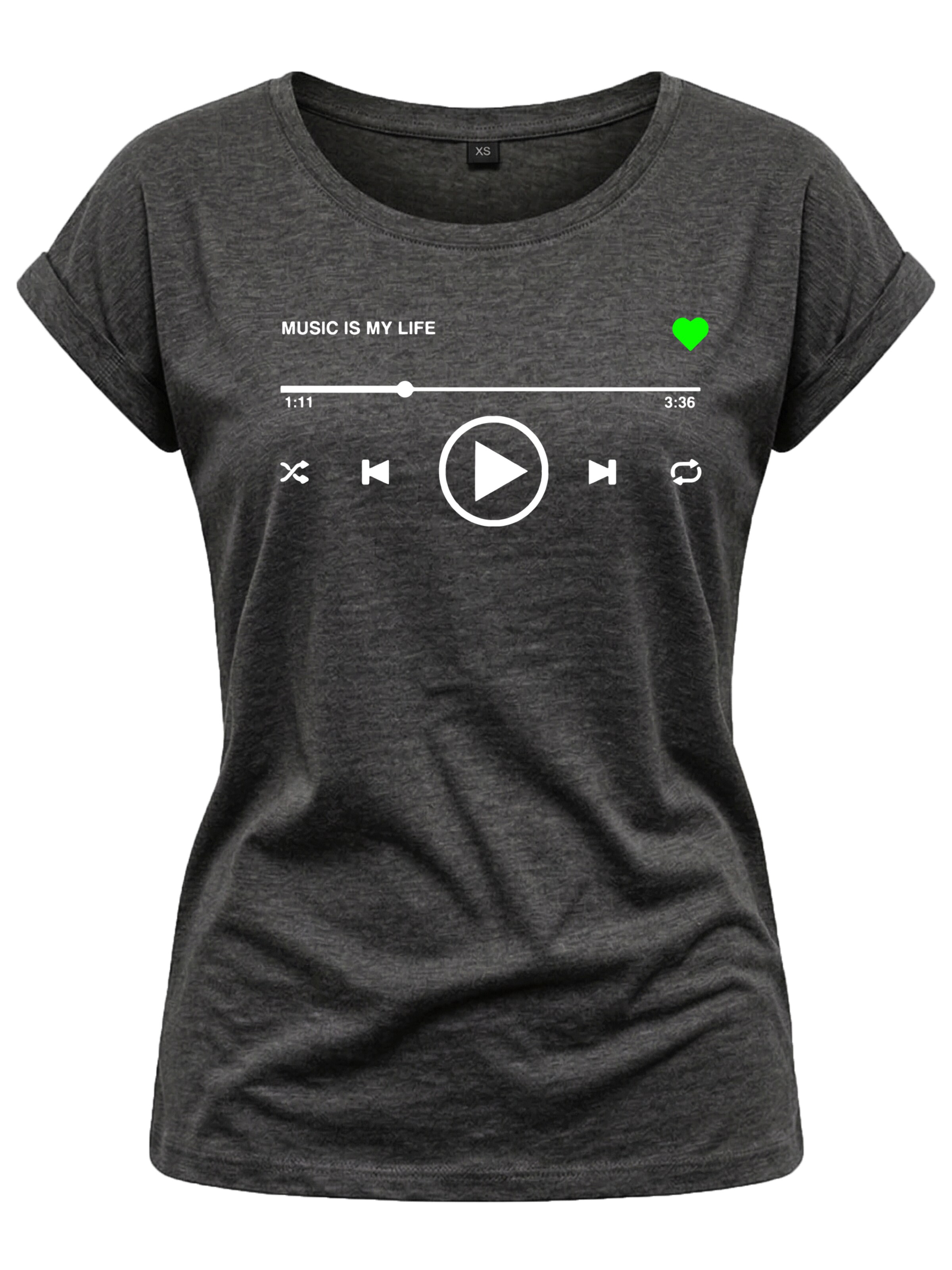 MAKAYA Shirt 'Music Playlist' in Grey: front