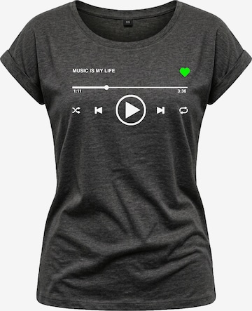 MAKAYA Shirt 'Music Playlist' in Grey: front