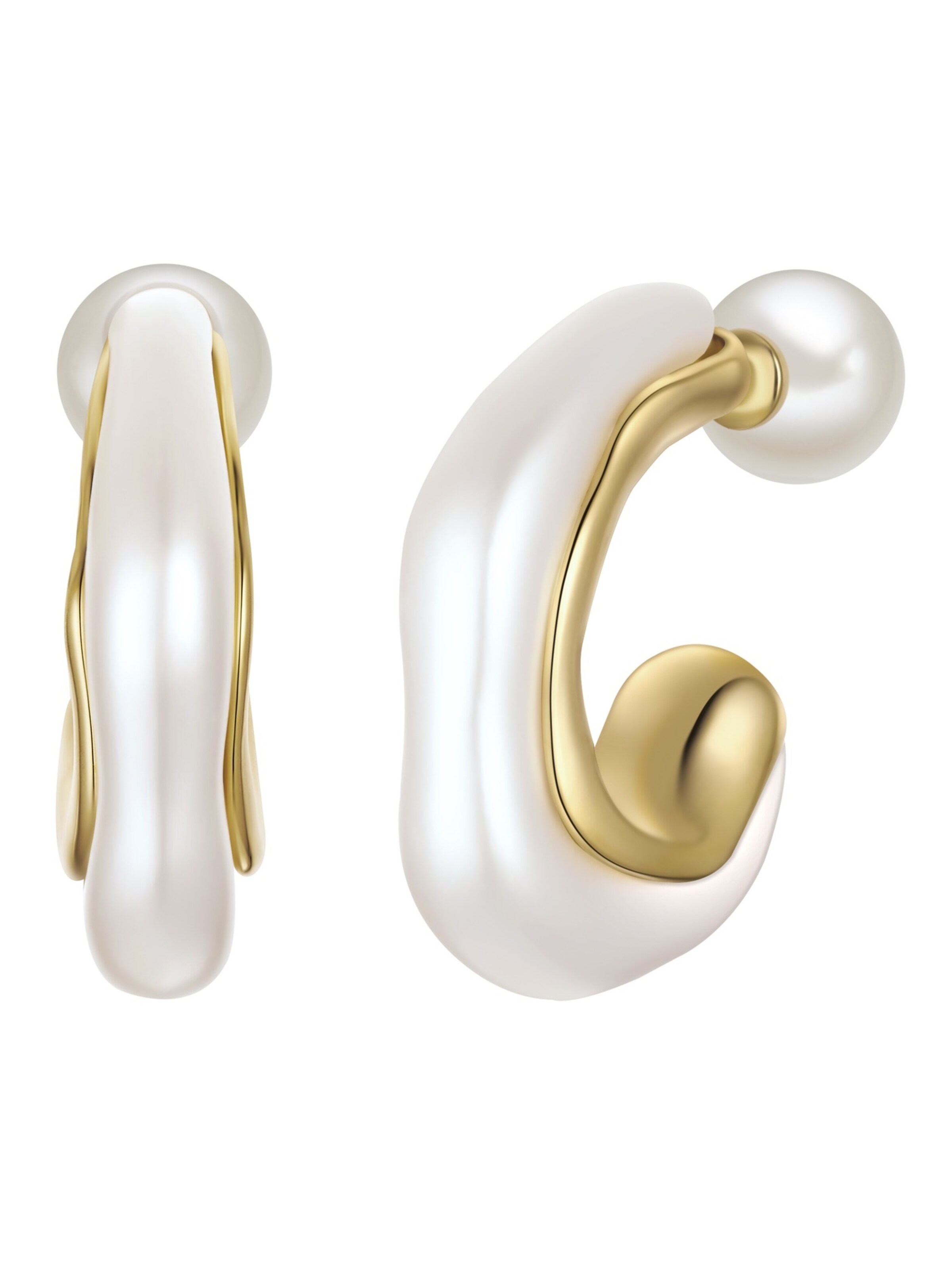 Boucles d'oreilles Yokoamii en blanc : devant