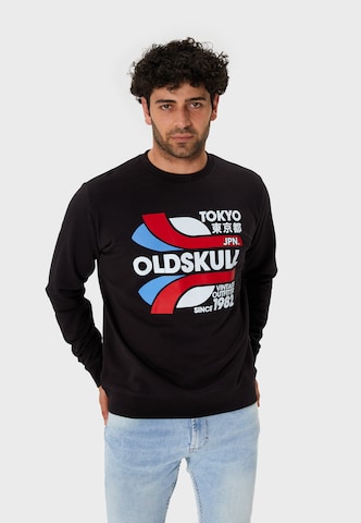 Oldskull Sweatshirt 'Retro Tokyopolis' in Zwart: voorkant