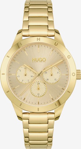 HUGO Red Analog Watch 'Friend' in Gold: front