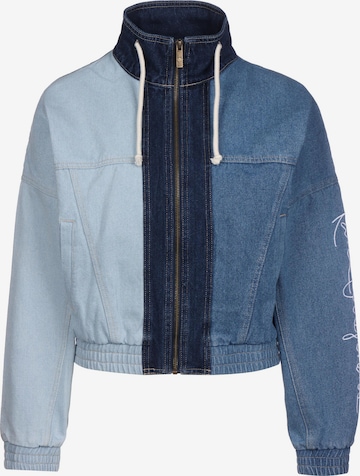 Karl Kani Between-Season Jacket 'Originals Block Denim' in Blue: front