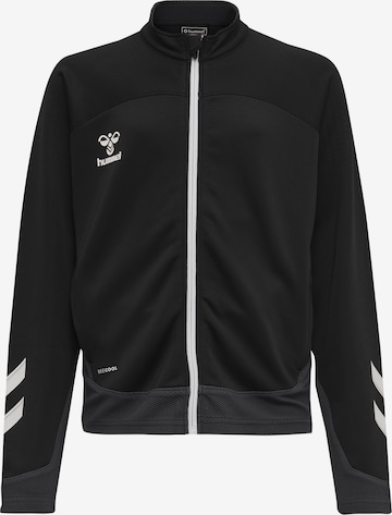 Hummel Athletic Zip-Up Hoodie 'Lead Poly' in Black: front