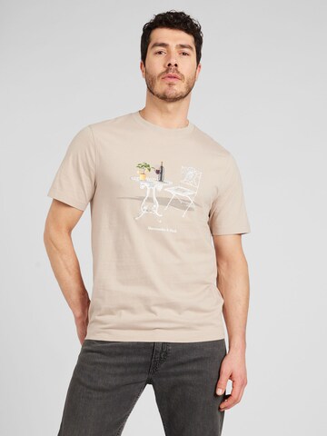 T-Shirt Abercrombie & Fitch en beige : devant