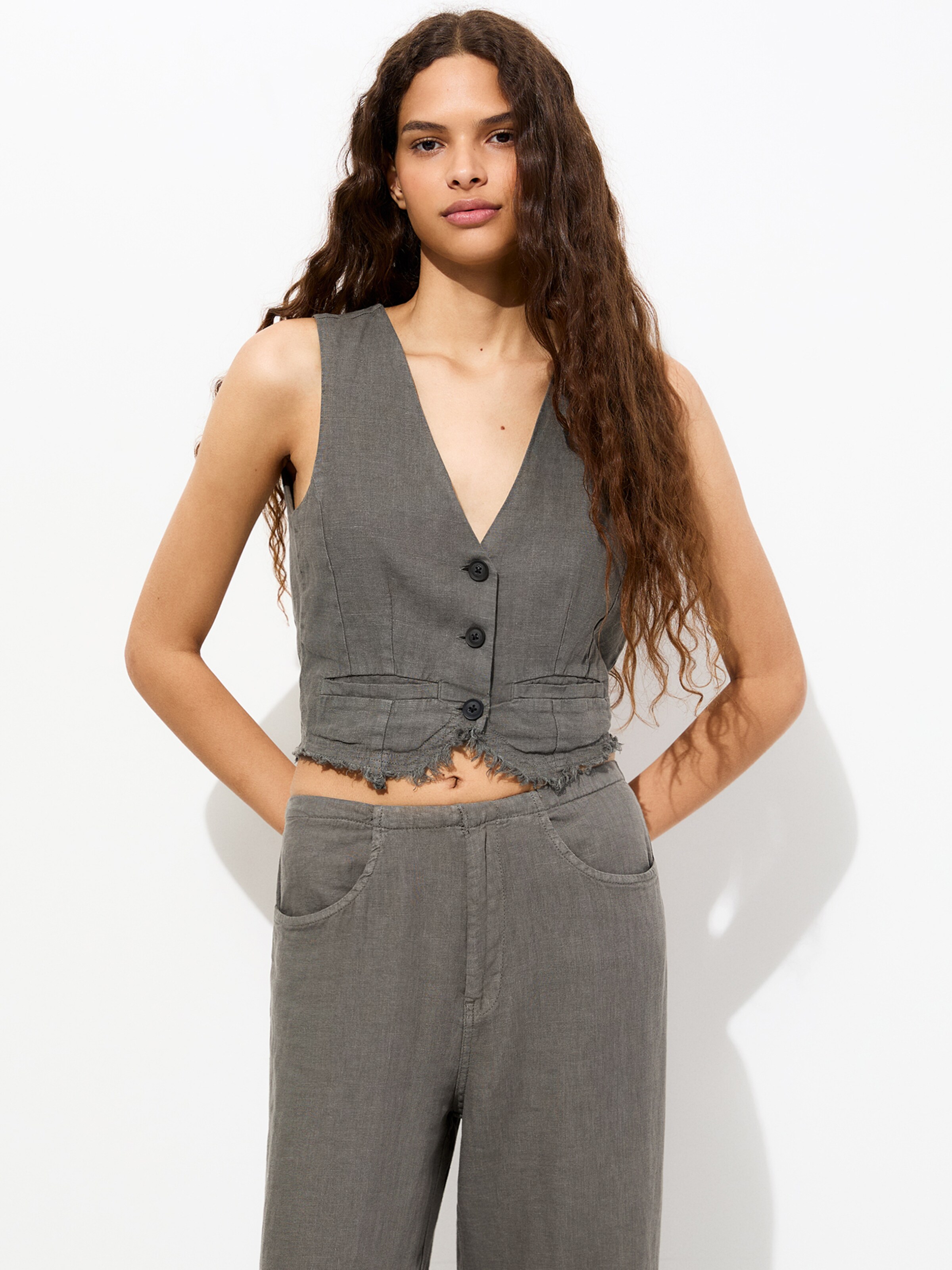 Grey slacks and vest deals